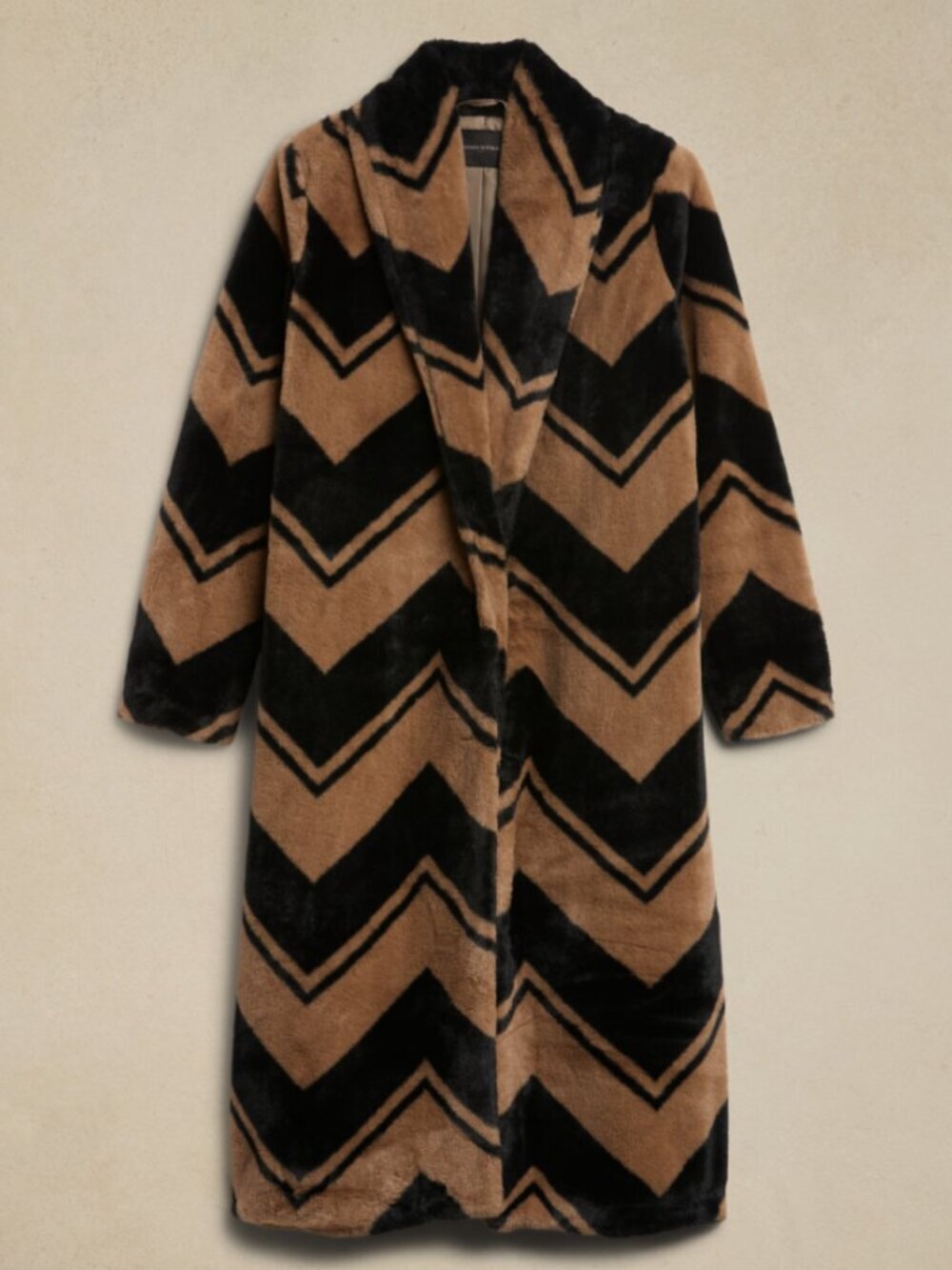 😍NWT😍 Banana Republic Faux Fur Coat, Black/Brown, Size XS - Picture 3 of 9